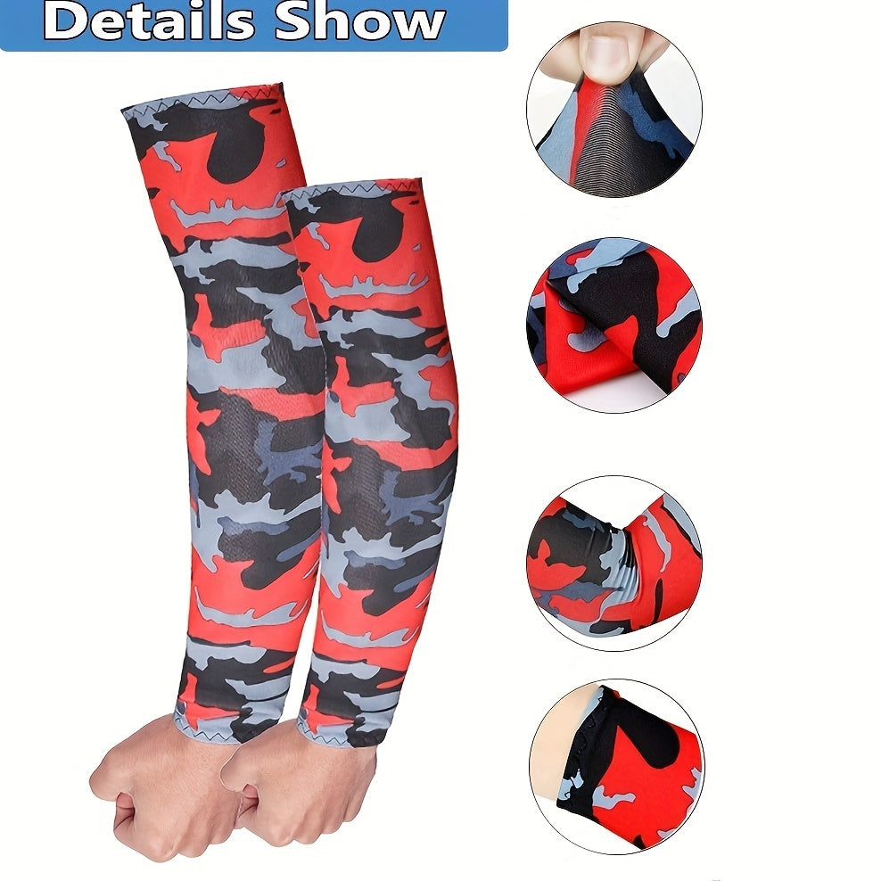 2pcs Arm Sleeves - Warm, Cooling, Sports Sleeve Hand Covers for Running, Fishing, Cycling | Durable Textile Material, Black with Colorful Patterns, Hand Washable, Sports Armwear | Patterned Sleeve | Woven Texture