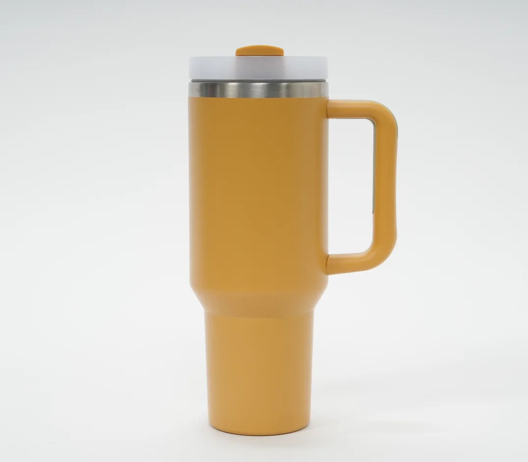 40oz 30oz Double Wall Stainless Steel Tumbler Flip Straw Coffee Mug Vacuum Bottle with Handle