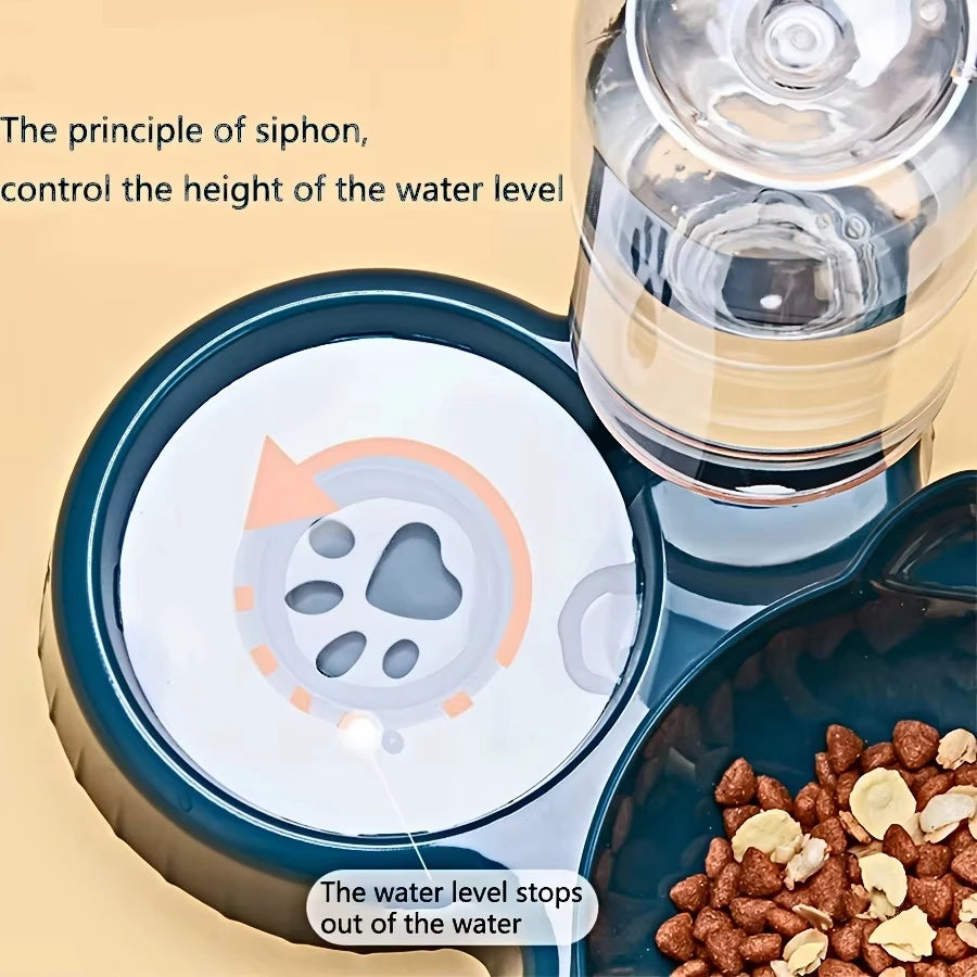 Pet SuppliesElevated Bowls for Cats and DogsDurable Double Cat Pet Bowls With Water Feeder 3 In 1 Ear Design Tilted
