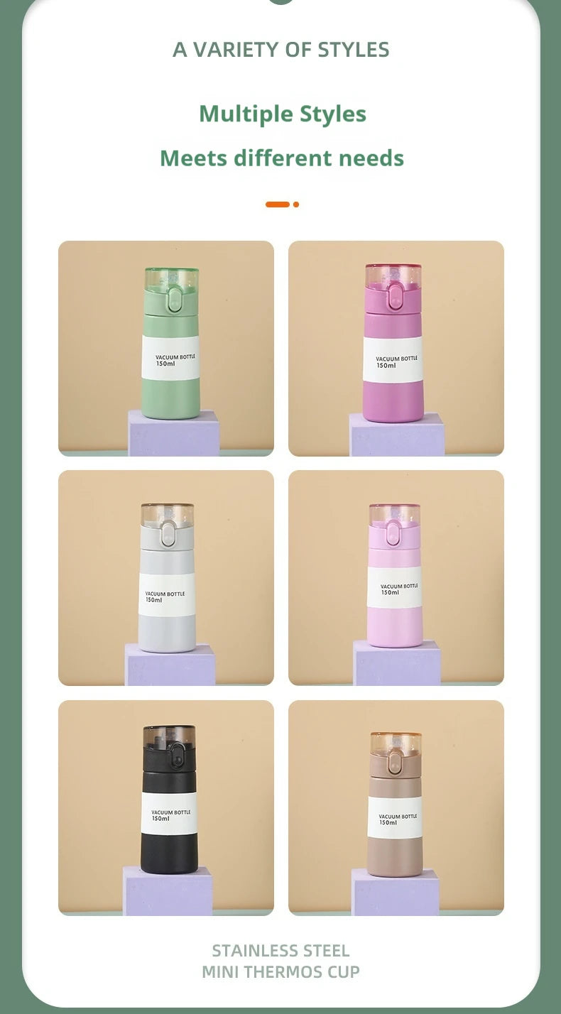 150/250ml Stainless Steel Thermal Water Bottle With Straw Mini Thermos Cup for Tea Coffee Mug Travel Vacuum Flasks Insulated Cup