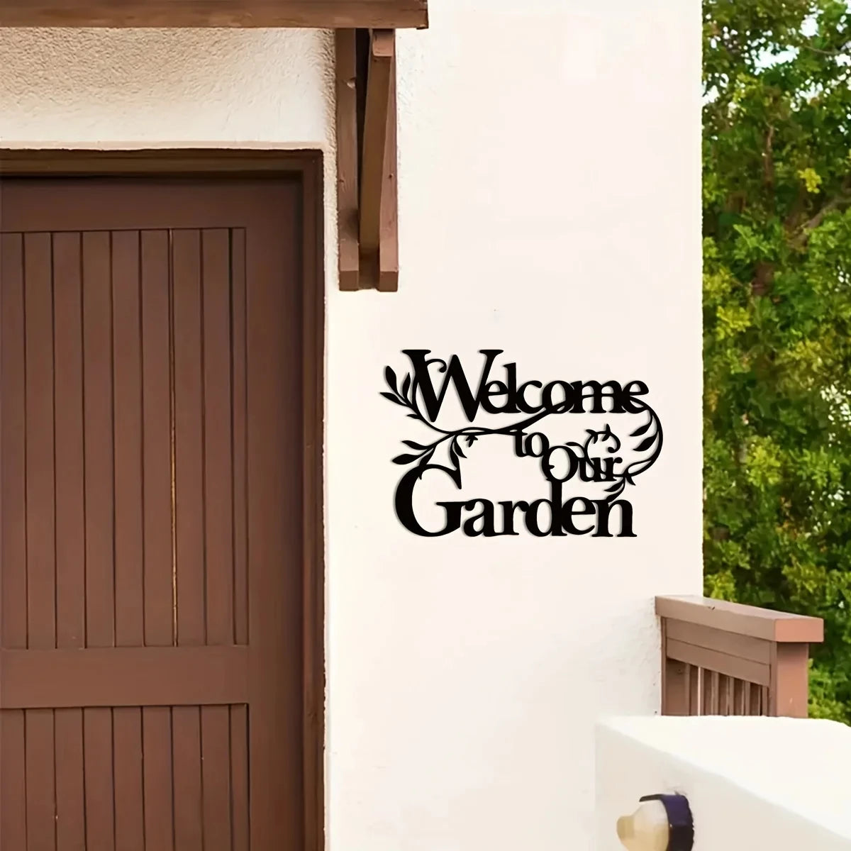 DDPNKL 1pc Welcome To Our Garden Sign, Metal Garden Sign Decorative Wall Hanging Metal Crafts Wall Decoration Logo