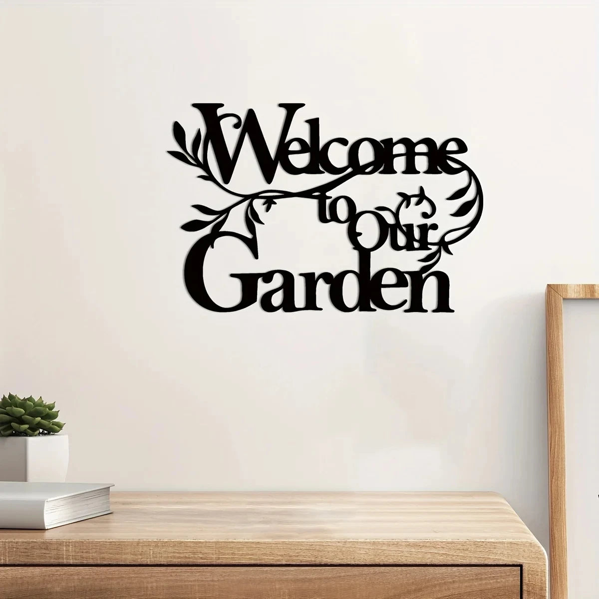 DDPNKL 1pc Welcome To Our Garden Sign, Metal Garden Sign Decorative Wall Hanging Metal Crafts Wall Decoration Logo