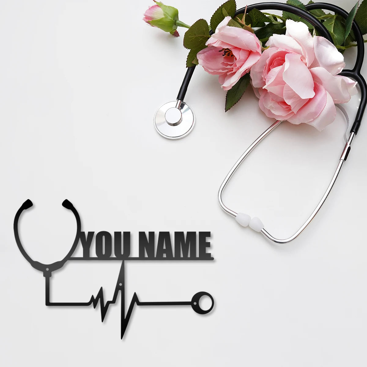 1pc Cute Customized Stethoscope Wall Metal Art Craft Home Decoration Wrought Iron Wall Hanging Living Room Porch Wall Decoration