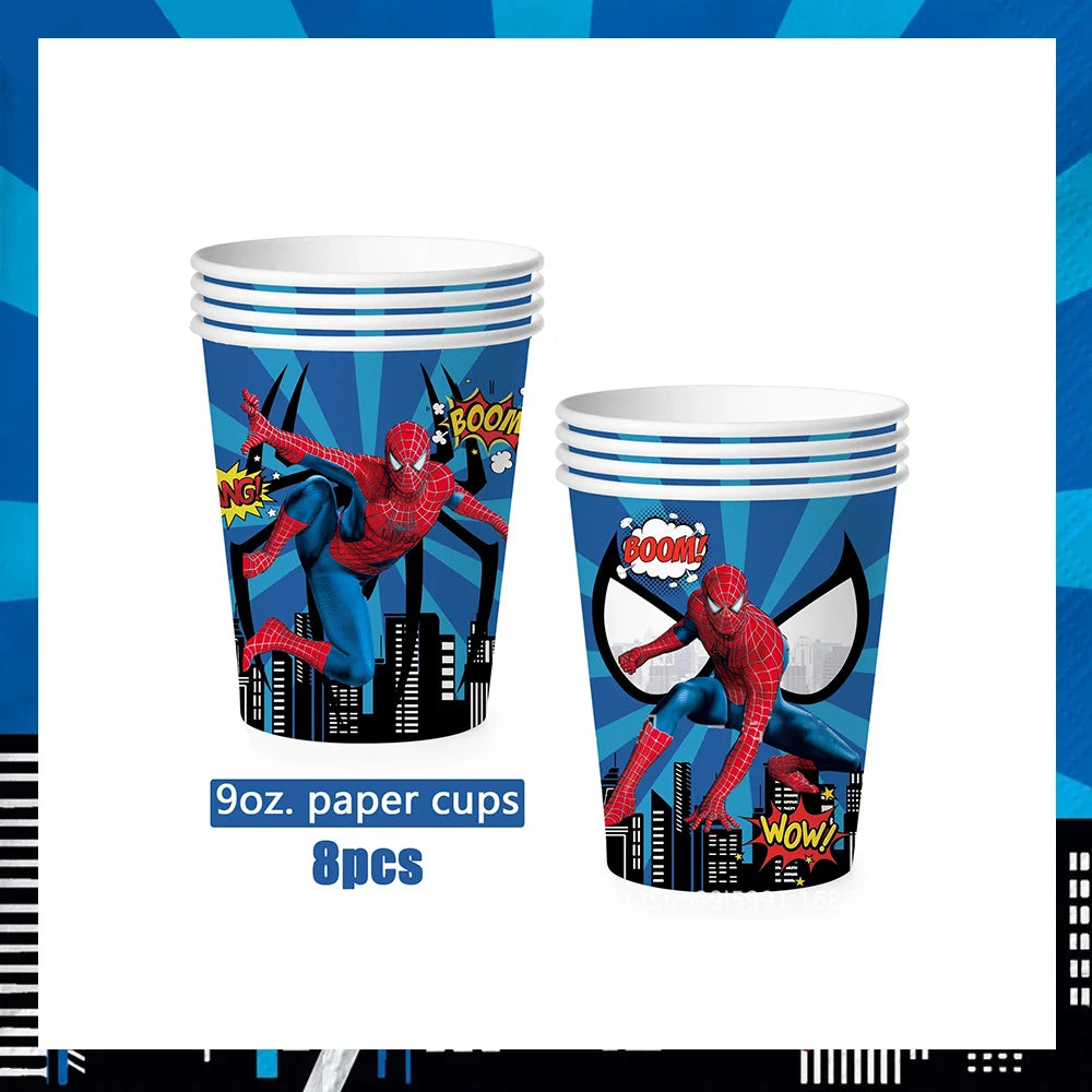 Spiderman Party Supplies Tableware Set Cup Plates Napkins For Kids Birthday Party Decoration Boys and Girls Baby Shower