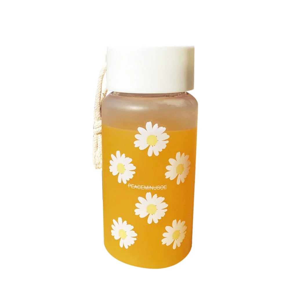 480ml Water Bottles Small Daisy Frosted Plastic Cup Kawaii Direct Drinking Tea Cup Portable Travel Sports Creative Water Cup
