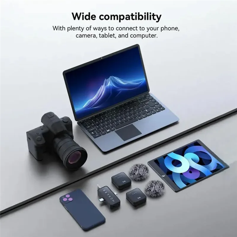 ELECT-For Iphone For Android Camera Compatible 3 In 1 Microphone Wireless Lavalier Design For Recording Interviews