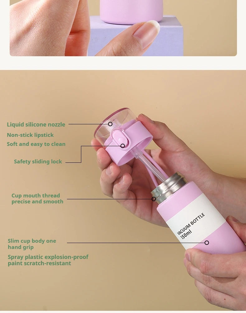150/250ml Stainless Steel Thermal Water Bottle With Straw Mini Thermos Cup for Tea Coffee Mug Travel Vacuum Flasks Insulated Cup