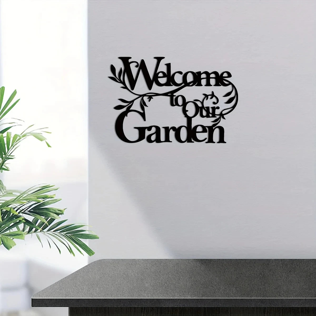 DDPNKL 1pc Welcome To Our Garden Sign, Metal Garden Sign Decorative Wall Hanging Metal Crafts Wall Decoration Logo