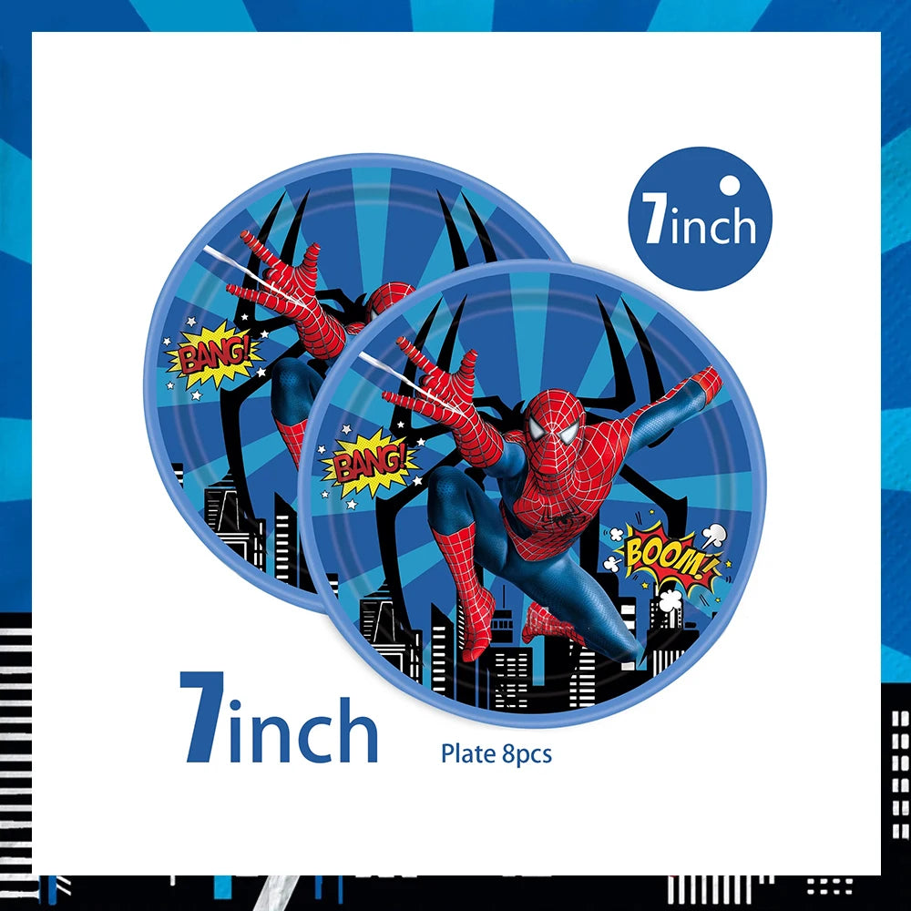 Spiderman Party Supplies Tableware Set Cup Plates Napkins For Kids Birthday Party Decoration Boys and Girls Baby Shower