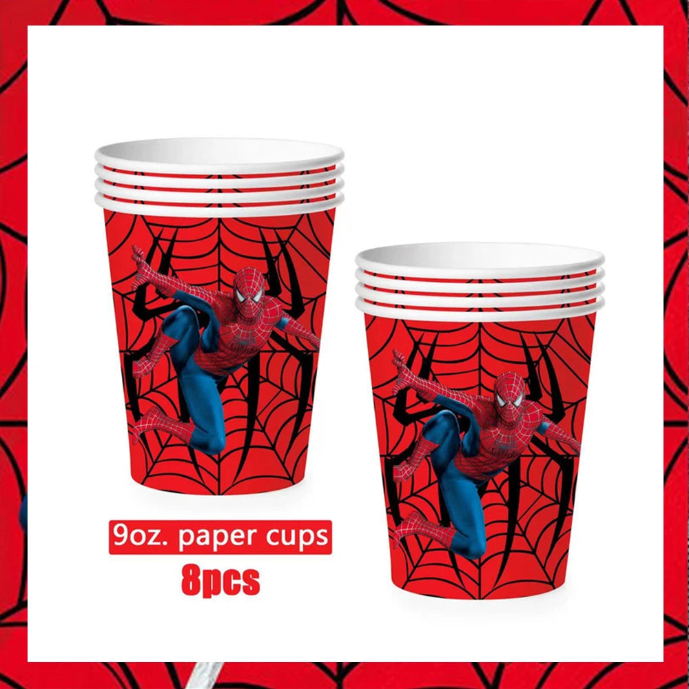 Spiderman Party Supplies Tableware Set Cup Plates Napkins For Kids Birthday Party Decoration Boys and Girls Baby Shower