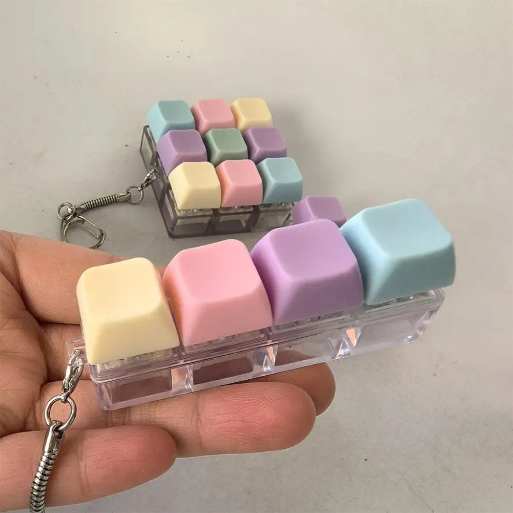 Decompression 9 Keyboard Key Toy For Adults Antistress Toys Boys Girls Anti Stress Finger Keyboard Games Keychain 