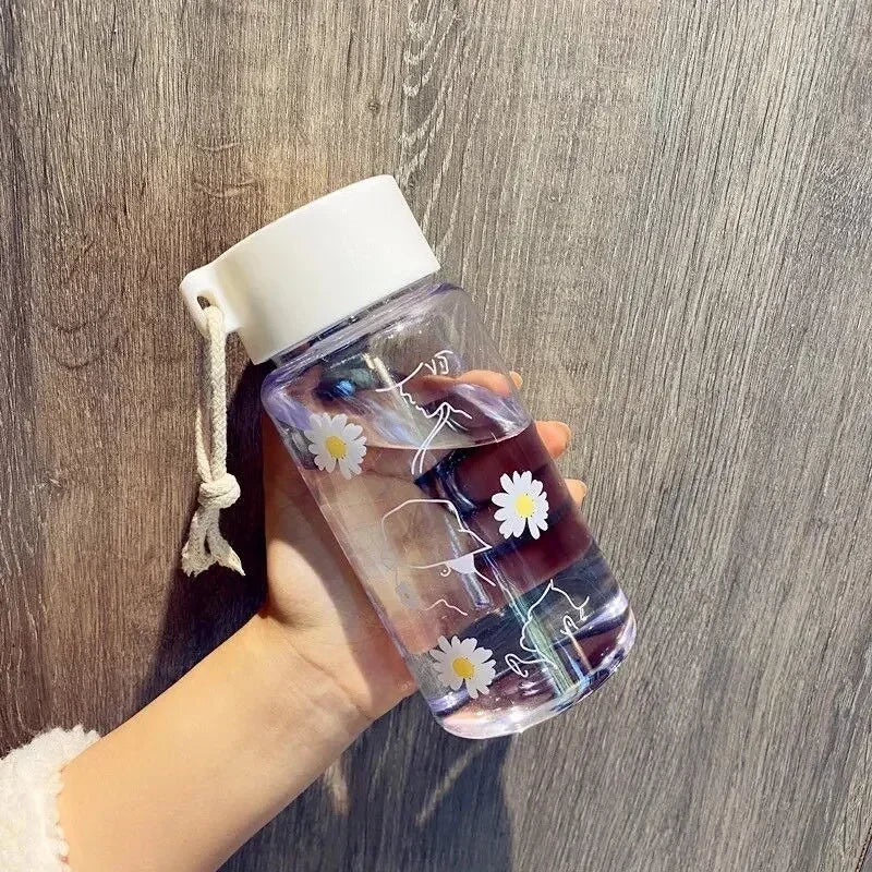 480ml Portable Outdoor Sports Cup Mug BPA Free Transparent Plastic Water Bottle Student with Rope Drinkware