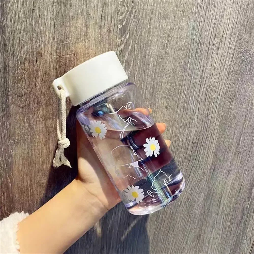480ml Portable Outdoor Sports Cup Mug BPA Free Transparent Plastic Water Bottle Student with Rope Drinkware