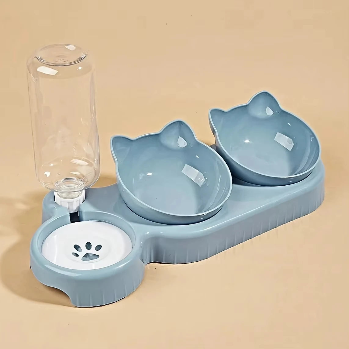 Pet SuppliesElevated Bowls for Cats and DogsDurable Double Cat Pet Bowls With Water Feeder 3 In 1 Ear Design Tilted