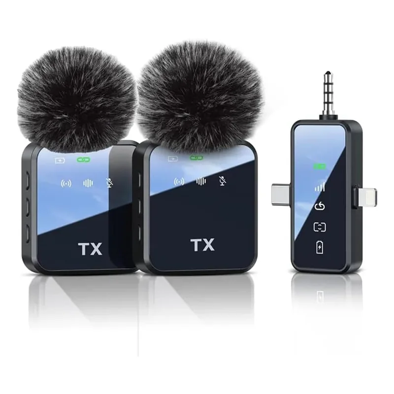 ELECT-For Iphone For Android Camera Compatible 3 In 1 Microphone Wireless Lavalier Design For Recording Interviews