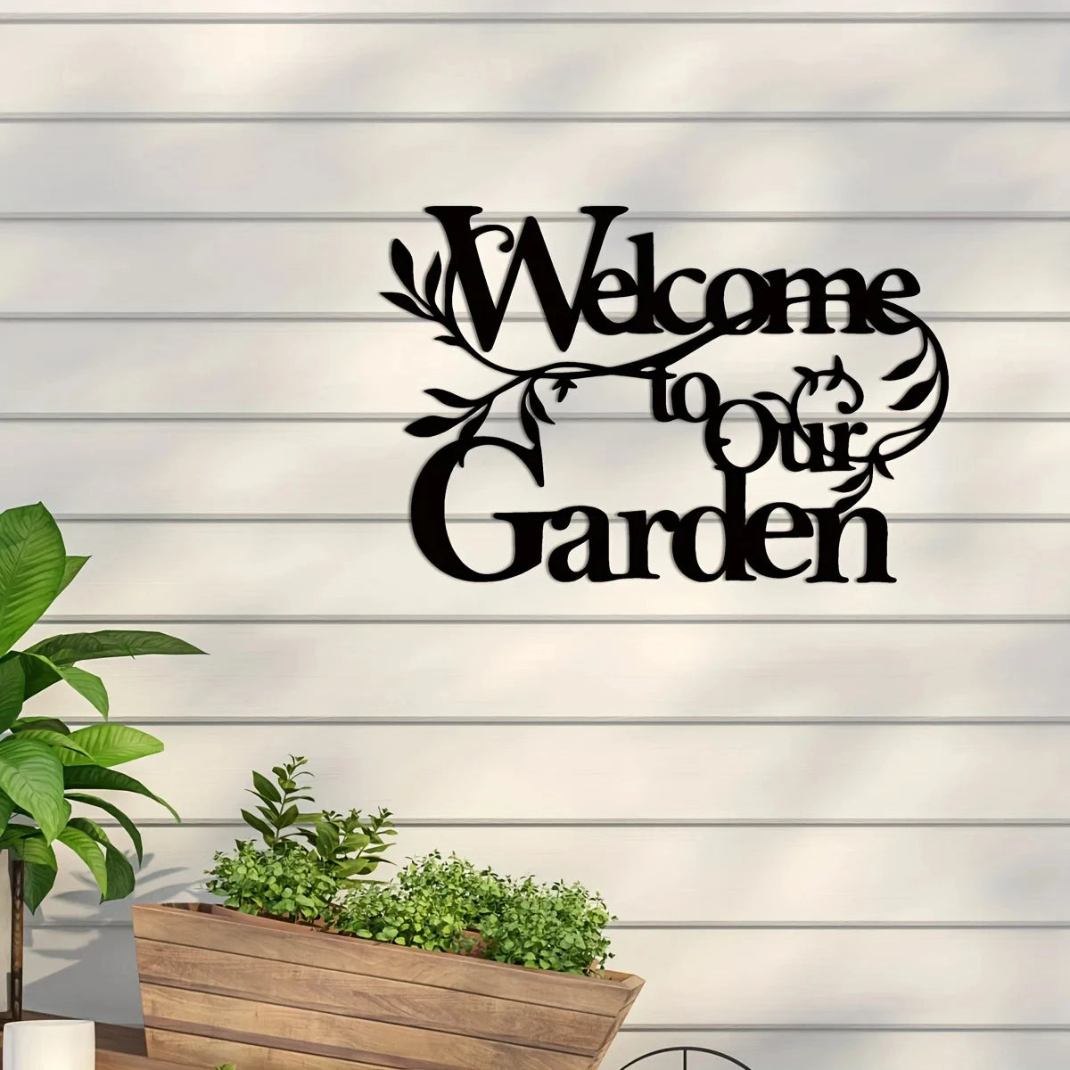 DDPNKL 1pc Welcome To Our Garden Sign, Metal Garden Sign Decorative Wall Hanging Metal Crafts Wall Decoration Logo