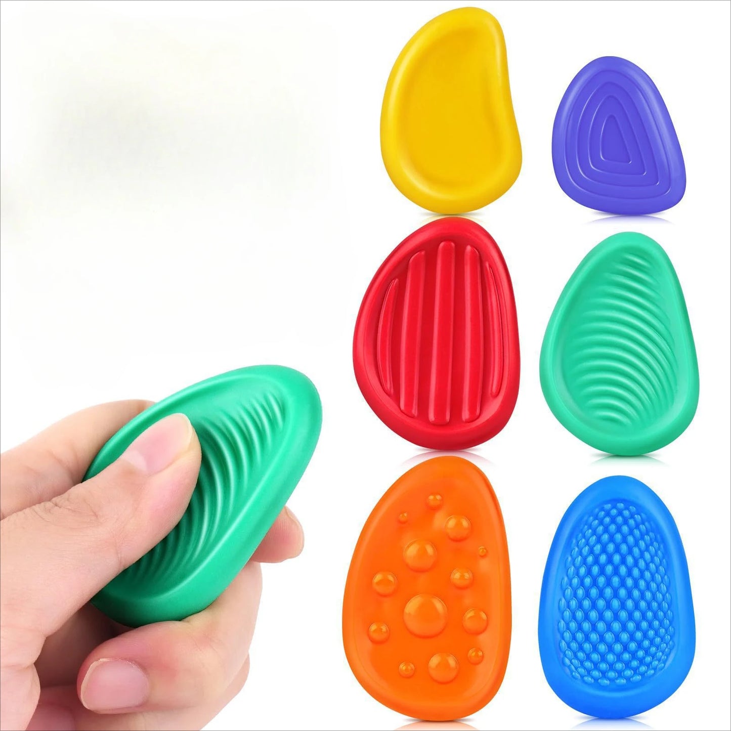 2025 New Fidget Toys Adults Sensory Silicone Stone 6 Pack Textured for Autism Kids Calming Down Fidget Stress Relief Toys