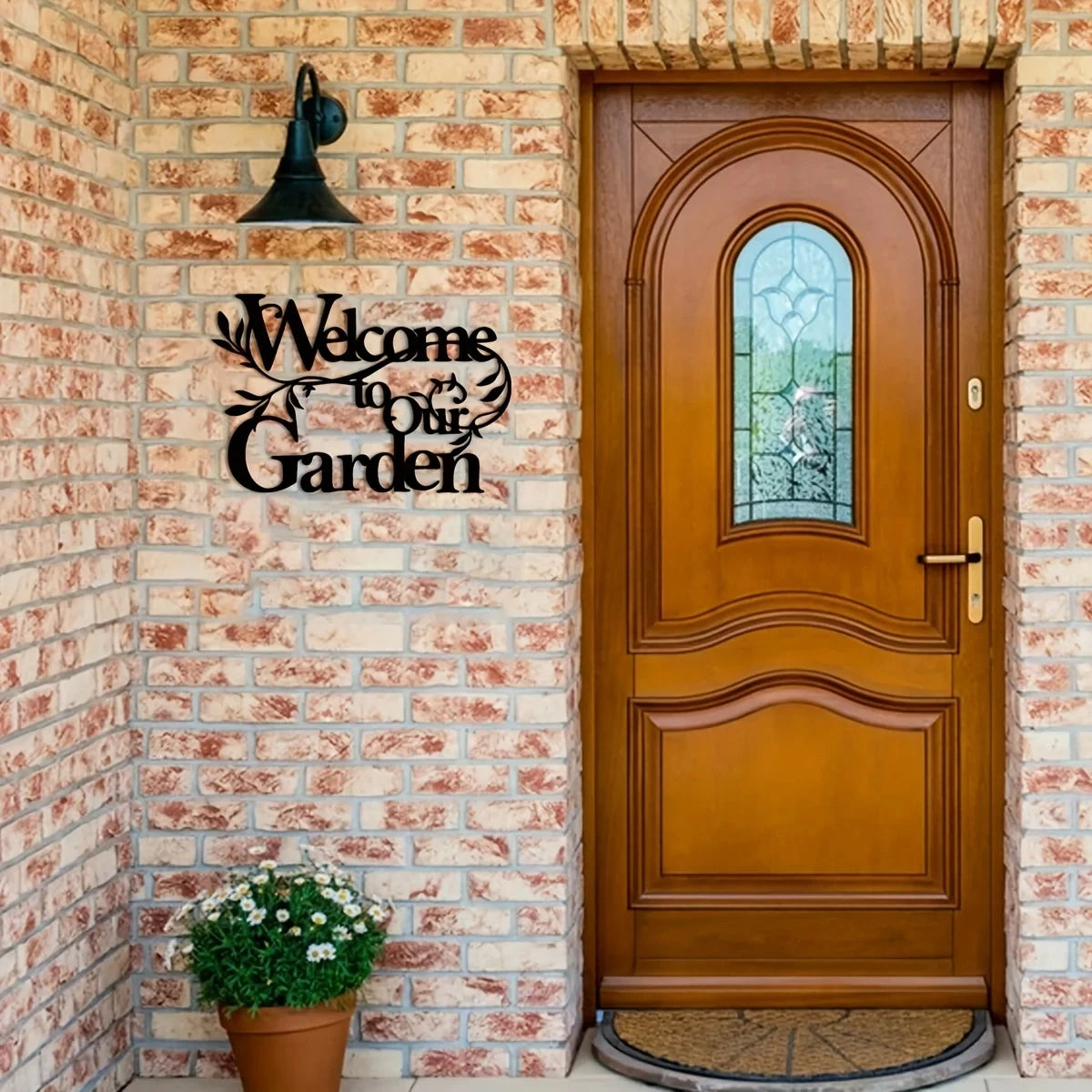 DDPNKL 1pc Welcome To Our Garden Sign, Metal Garden Sign Decorative Wall Hanging Metal Crafts Wall Decoration Logo