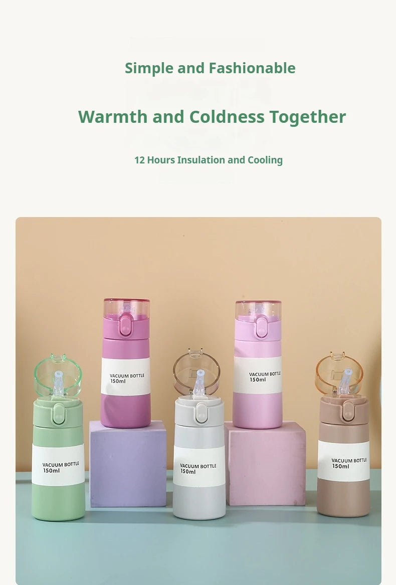 150/250ml Stainless Steel Thermal Water Bottle With Straw Mini Thermos Cup for Tea Coffee Mug Travel Vacuum Flasks Insulated Cup