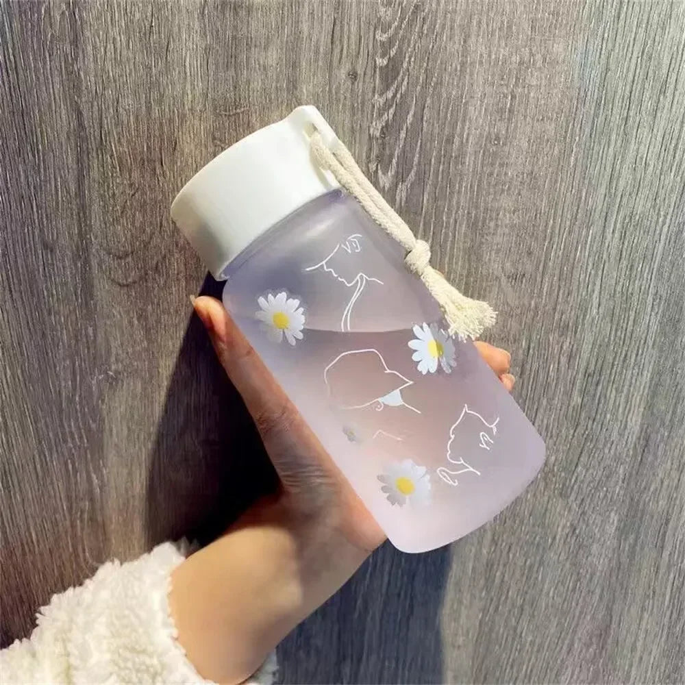 480ml Portable Outdoor Sports Cup Mug BPA Free Transparent Plastic Water Bottle Student with Rope Drinkware