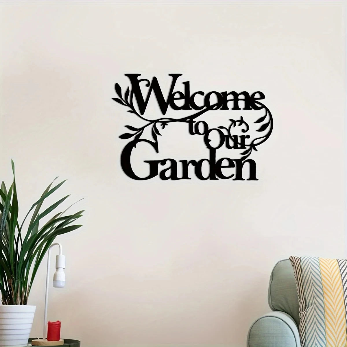 DDPNKL 1pc Welcome To Our Garden Sign, Metal Garden Sign Decorative Wall Hanging Metal Crafts Wall Decoration Logo