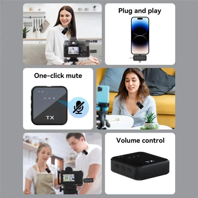 ELECT-For Iphone For Android Camera Compatible 3 In 1 Microphone Wireless Lavalier Design For Recording Interviews