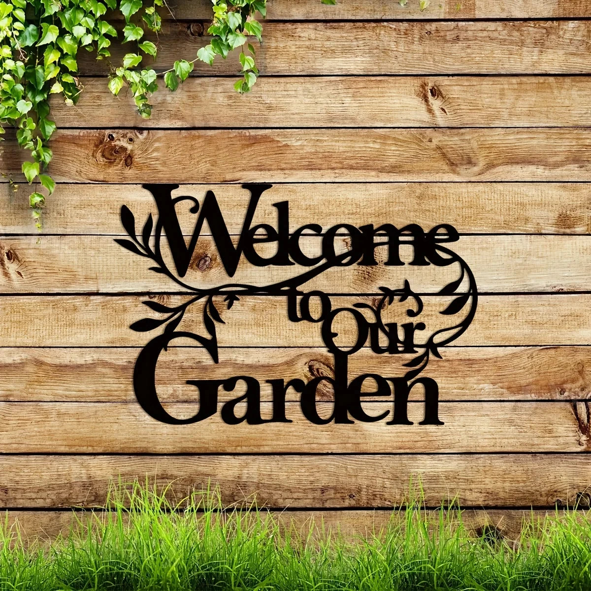DDPNKL 1pc Welcome To Our Garden Sign, Metal Garden Sign Decorative Wall Hanging Metal Crafts Wall Decoration Logo