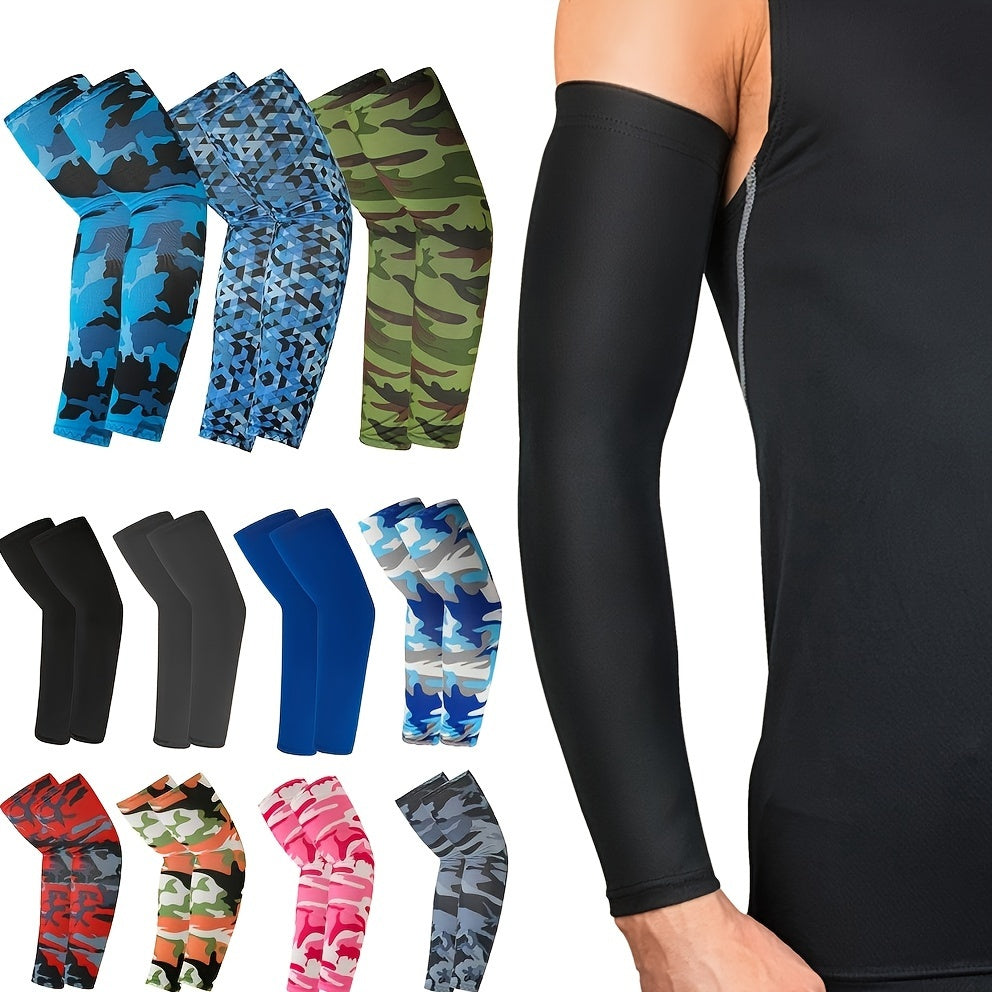 2pcs Arm Sleeves - Warm, Cooling, Sports Sleeve Hand Covers for Running, Fishing, Cycling | Durable Textile Material, Black with Colorful Patterns, Hand Washable, Sports Armwear | Patterned Sleeve | Woven Texture