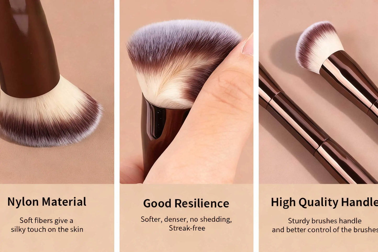 5 PCS Foundation Makeup Brush Set Double-ended Kabuki Mask Contour Brush for Liquid Powder Concealer Cream Cosmetics Blending Ma