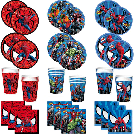 Spiderman Party Supplies Tableware Set Cup Plates Napkins For Kids Birthday Party Decoration Boys and Girls Baby Shower