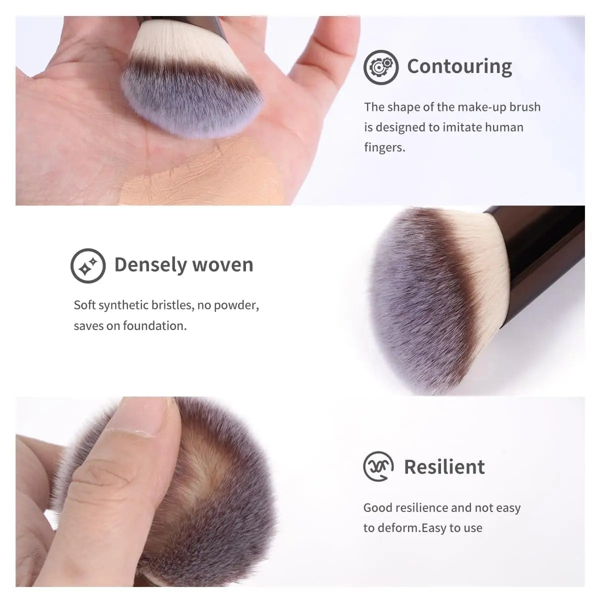 5 PCS Foundation Makeup Brush Set Double-ended Kabuki Mask Contour Brush for Liquid Powder Concealer Cream Cosmetics Blending Ma