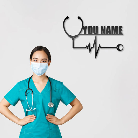 1pc Cute Customized Stethoscope Wall Metal Art Craft Home Decoration Wrought Iron Wall Hanging Living Room Porch Wall Decoration