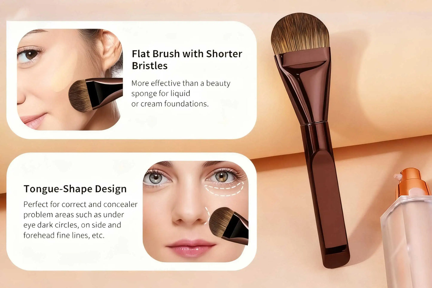 5 PCS Foundation Makeup Brush Set Double-ended Kabuki Mask Contour Brush for Liquid Powder Concealer Cream Cosmetics Blending Ma